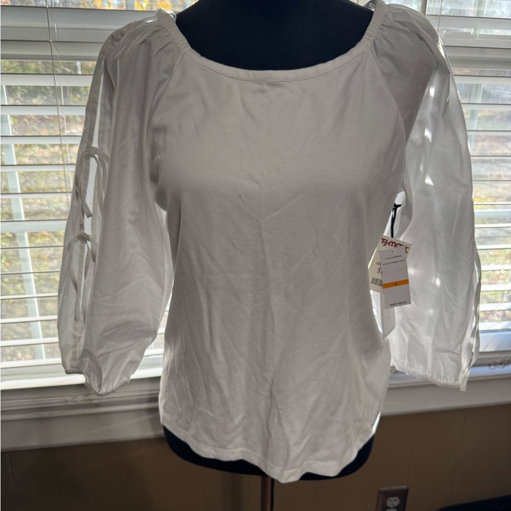 1. State White Blouse with Puff Sleeves